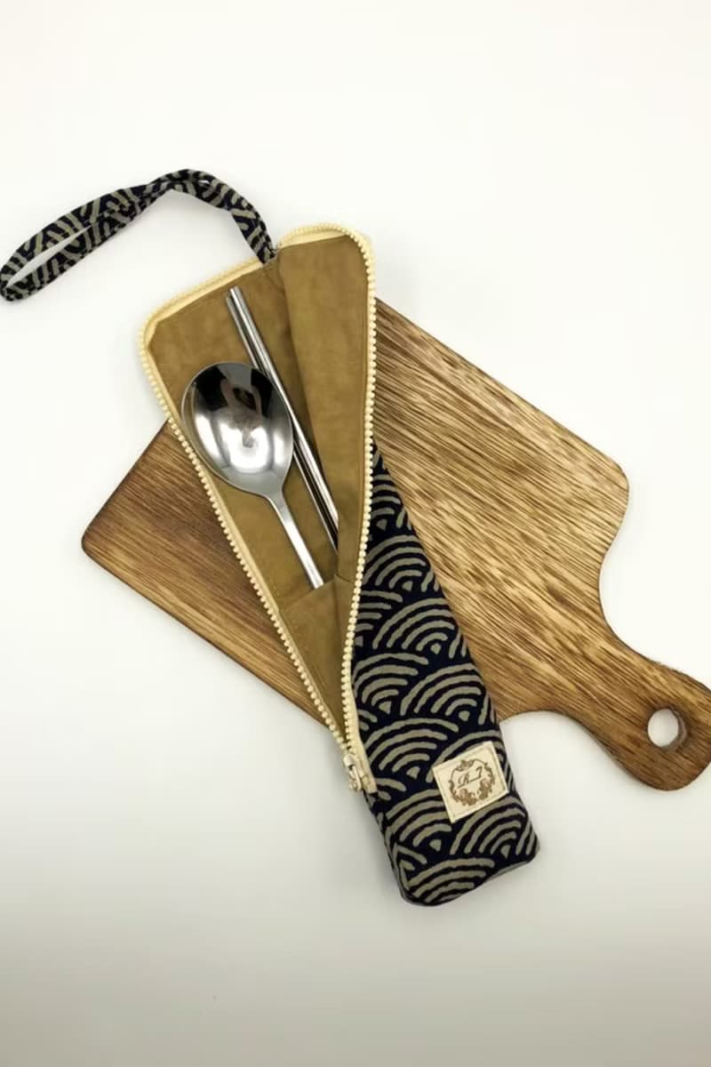 拉鍊餐具袋(不含餐具)/內部防微潑水材質/交換禮物首選