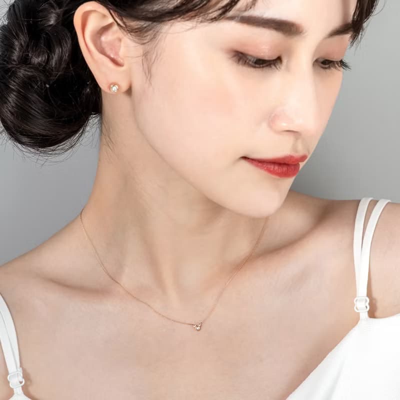 京華鑽石 迪士尼 10K玫瑰金 共0.02克拉 米奇與米妮系列鑽石項鍊