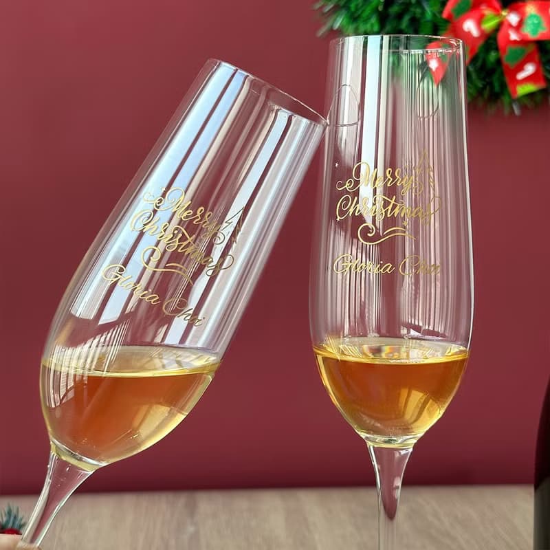 2024聖誕雙杯訂製禮盒【雙杯雕刻】 紅酒杯香檳杯雕刻 文字訂製
