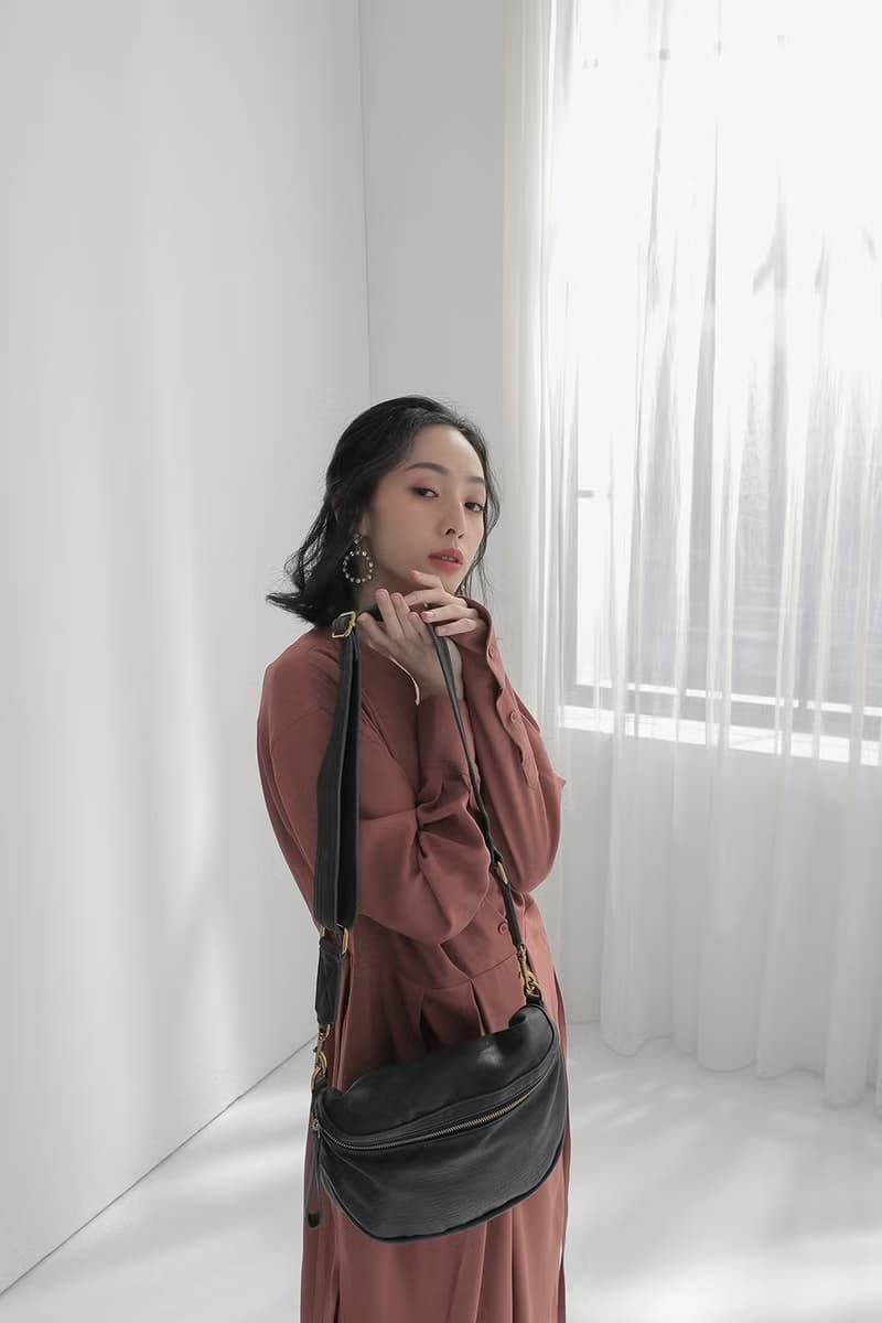 supportingrole 寬帶設計真皮肩背隨身包側背包 藍灰