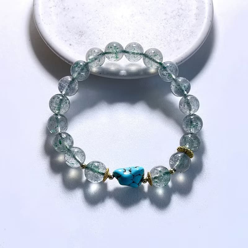 天然礦石 綠雲母9 mm 綠松石原礦 手鍊