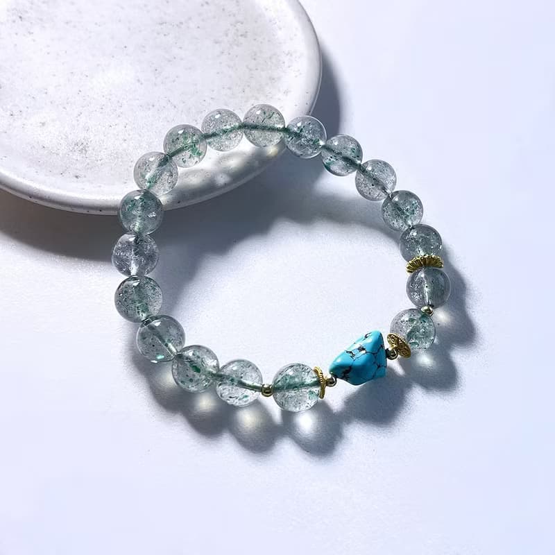 天然礦石 綠雲母9 mm 綠松石原礦 手鍊