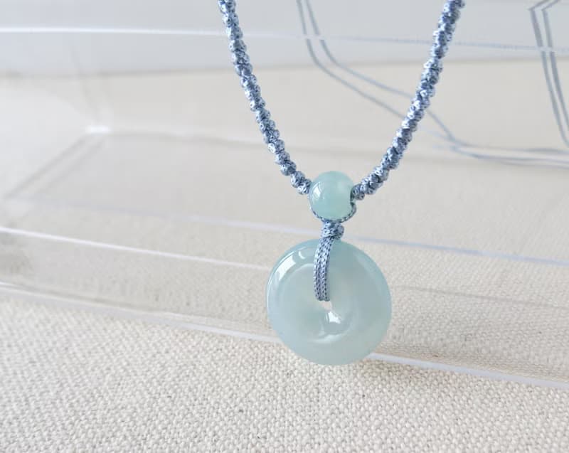 本命年【歲歲平安】平安扣翡翠絲光編織項鍊*SA025*招財、開運