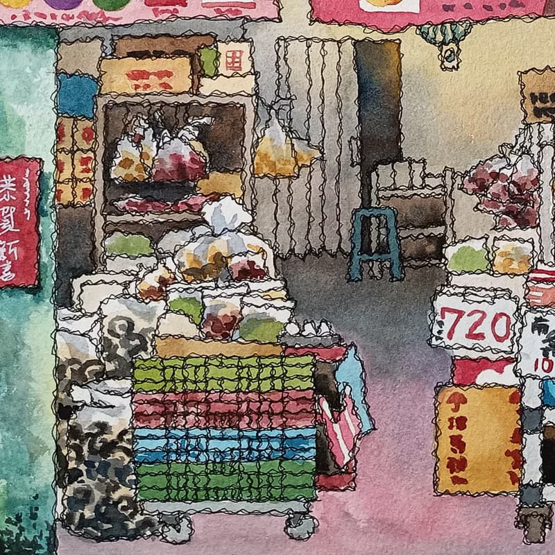 台灣旅繪-台南雜糧行-菜市場雜貨店-街屋-數位微噴懷舊海報