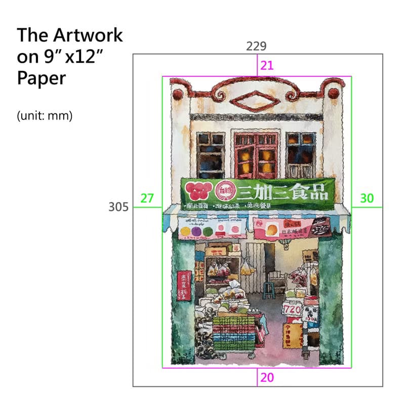 台灣旅繪-台南雜糧行-菜市場雜貨店-街屋-數位微噴懷舊海報