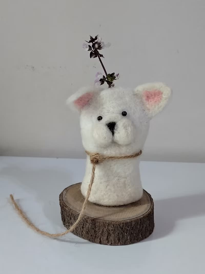 羊毛氈狗狗乾躁花小花器 全台免運