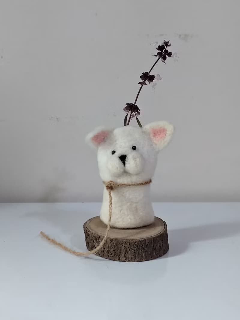 羊毛氈狗狗乾躁花小花器 全台免運