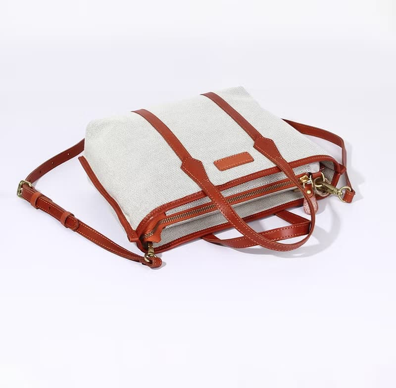 真皮手提包 復古大容量單肩包 帆布托特包 牛皮斜挎包 休閒斜背包