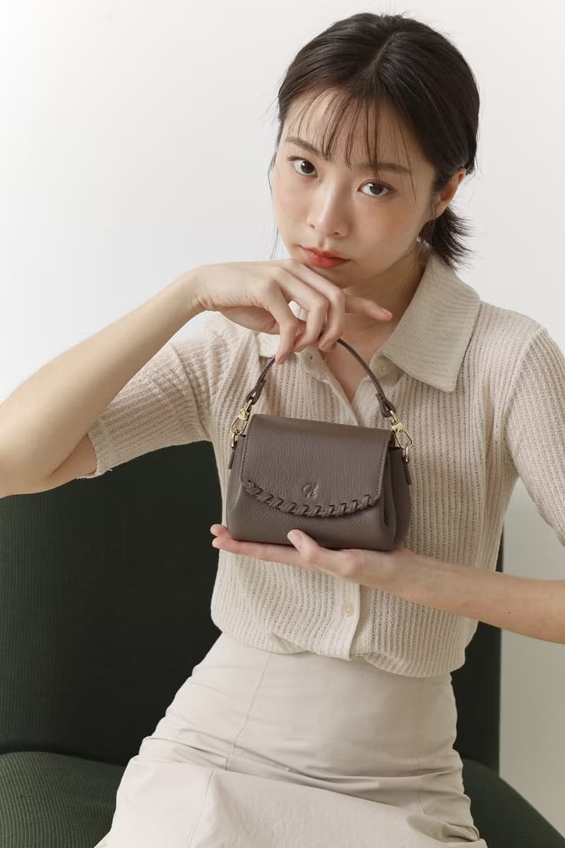 Canele (Ash Grey): Mini bag, Crossbody bag, Cow Leather wallet, soft leather