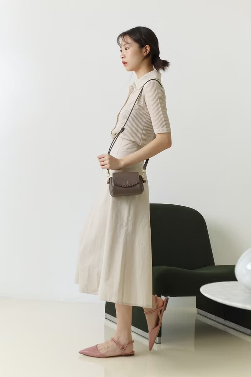 Canele (Ash Grey): Mini bag, Crossbody bag, Cow Leather wallet, soft leather