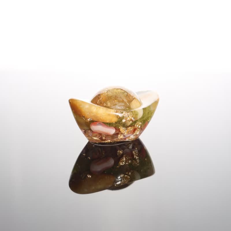 【畢業禮物】招財金元寶擺飾黃玉款-開運水晶金箔聚寶盆