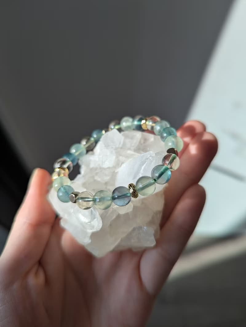 葡萄石×綠螢石x檸檬晶 水晶設計款手鍊【7mm】