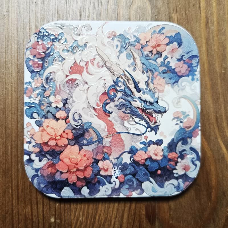 龍年 白龍-晶雕吸水陶瓷杯墊