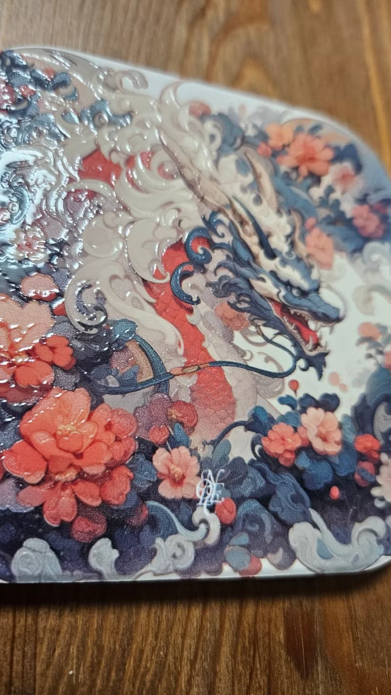 龍年 白龍-晶雕吸水陶瓷杯墊