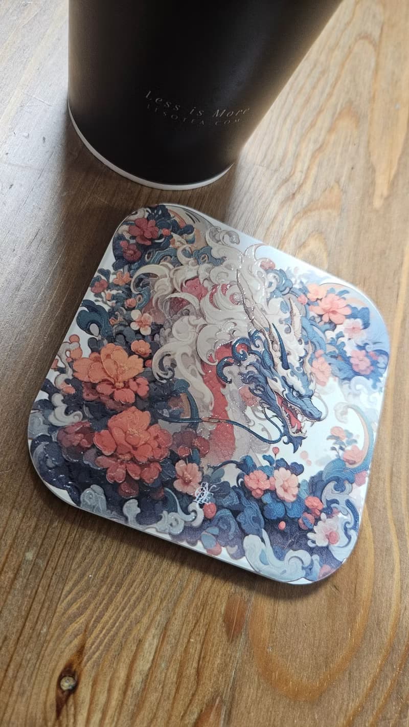 龍年 白龍-晶雕吸水陶瓷杯墊