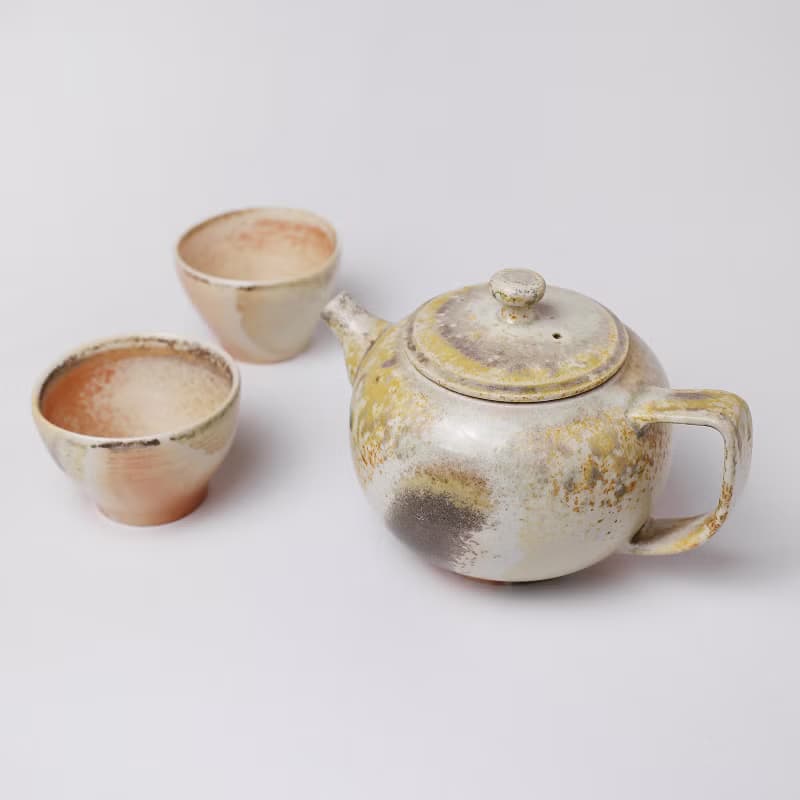 明芽窯 | 柴燒白瓷落灰壺 一壺兩杯 茶具組 蒐藏品 茶壺 茶杯 H11
