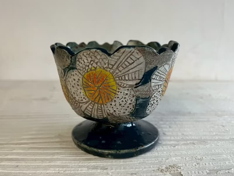 花。紋冰淇淋高腳杯冰品碗_陶瓷餐碗