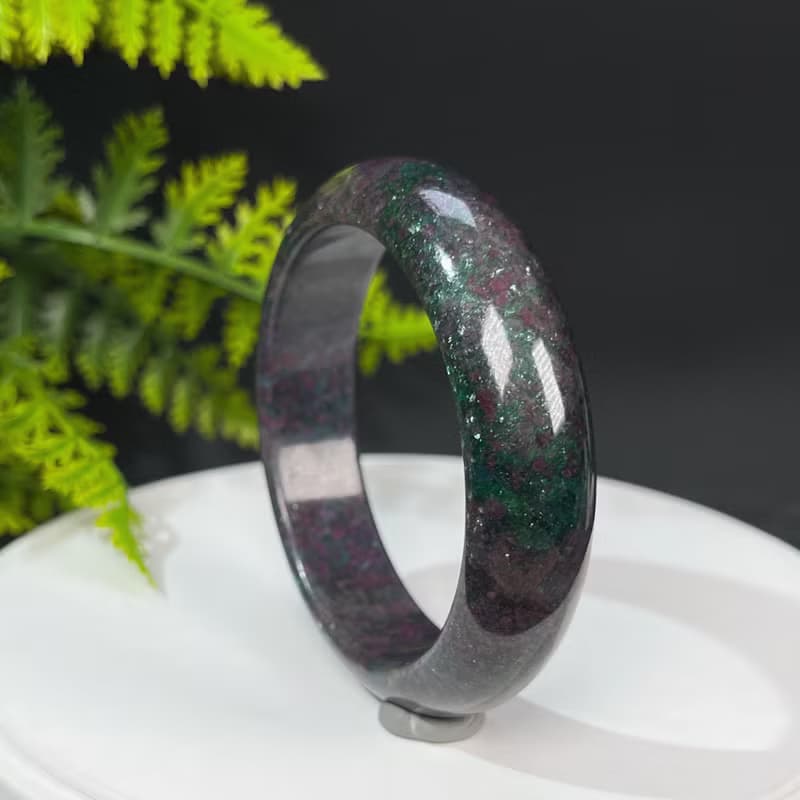 巴西高品紅綠寶手鐲58MM 異象落梅星光紅寶石黝簾石手環 舒緩壓力
