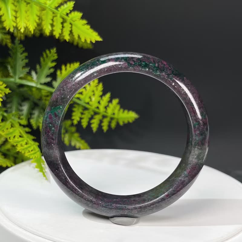 巴西高品紅綠寶手鐲58MM 異象落梅星光紅寶石黝簾石手環 舒緩壓力