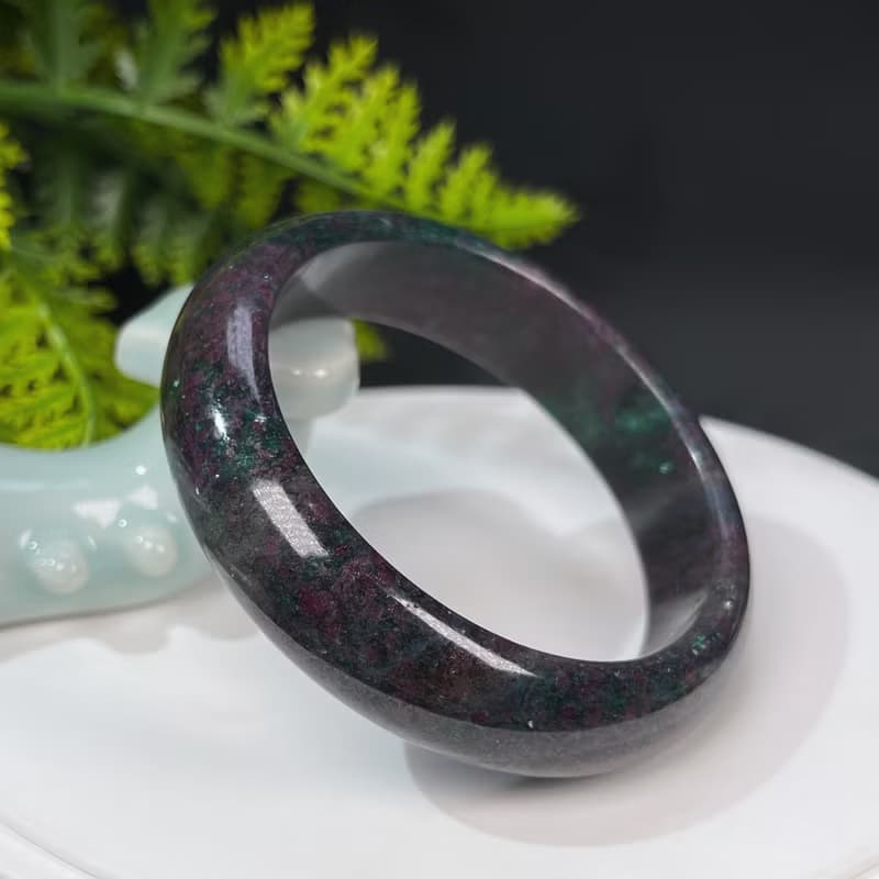 巴西高品紅綠寶手鐲58MM 異象落梅星光紅寶石黝簾石手環 舒緩壓力
