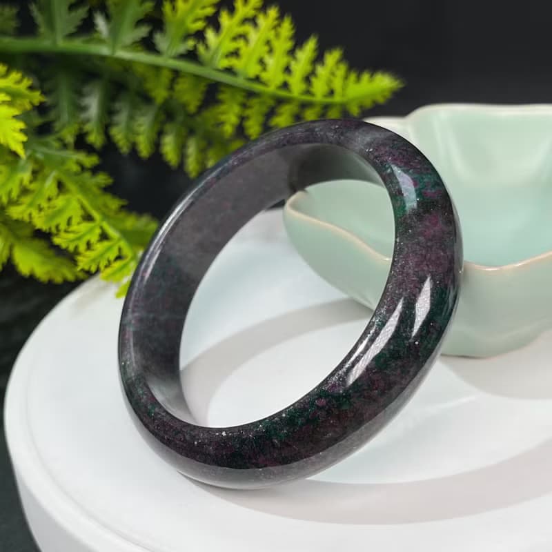 巴西高品紅綠寶手鐲58MM 異象落梅星光紅寶石黝簾石手環 舒緩壓力