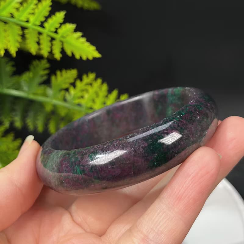 巴西高品紅綠寶手鐲58MM 異象落梅星光紅寶石黝簾石手環 舒緩壓力