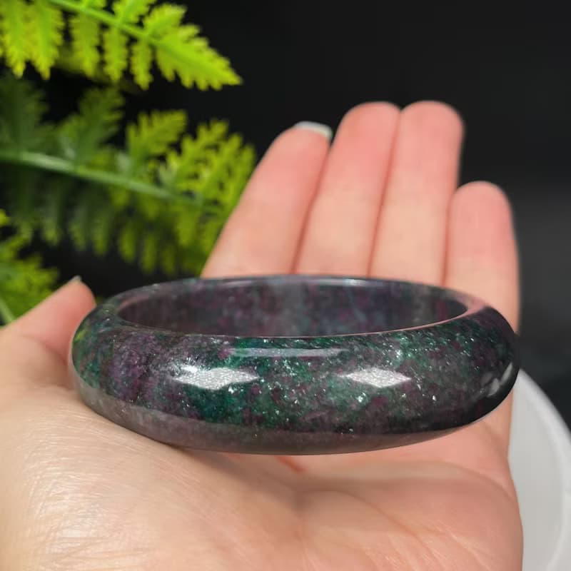 巴西高品紅綠寶手鐲58MM 異象落梅星光紅寶石黝簾石手環 舒緩壓力