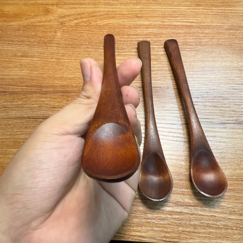 手刻甜點匙/茶匙-拭漆