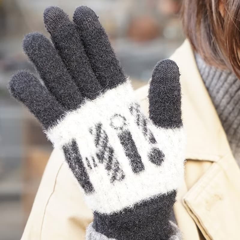 智慧手機相容手套　fluffy gloves Hi! black