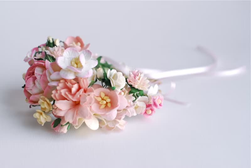 Paper Flower, pink corsage, Wedding, pink peony and some small flowers (middle are size 4.5 cm.) pink Color.