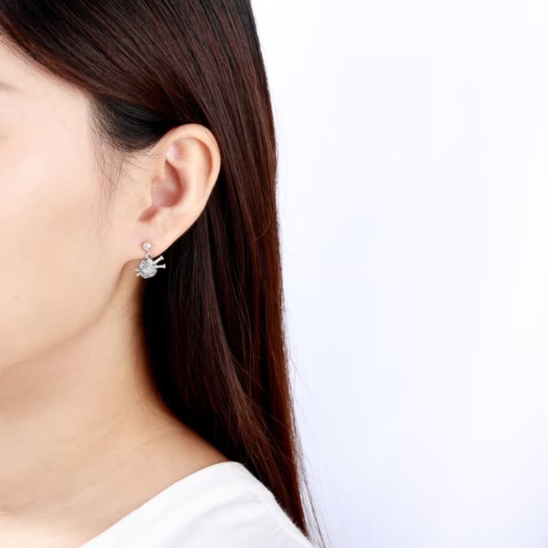 【Angel & Me】毛線 編織 美夢 s925 純銀耳環 耳夾 生日禮物