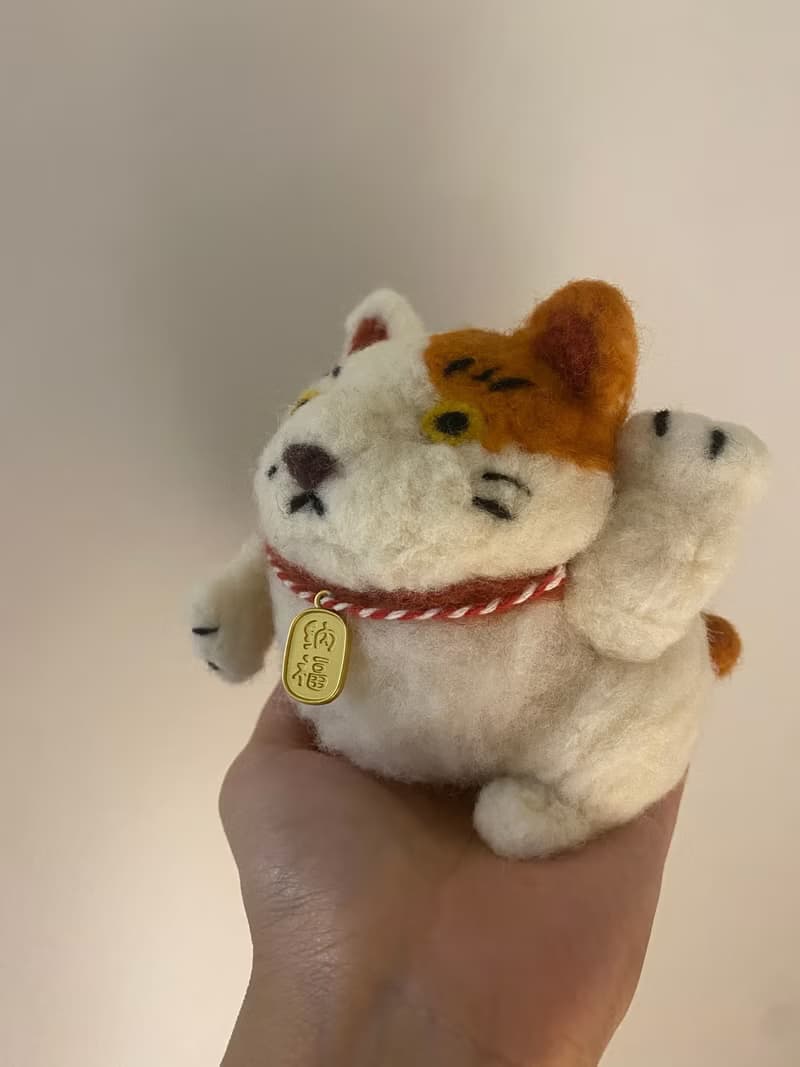 肥滋滋招財貓羊毛氈口金包