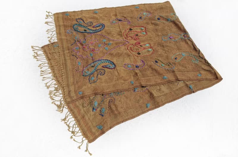 保暖毛毯 羊毛刺繡披肩/針織圍巾/刺繡圍巾/羊絨披巾/喀什米爾Cashmere 聖誕節禮物 交換禮物 母親節 父親節-花