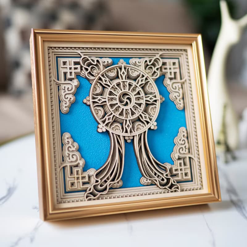 梯木疊雕-金輪|新中式擺件玄關酒櫃創意客廳家居裝飾品喬遷禮物