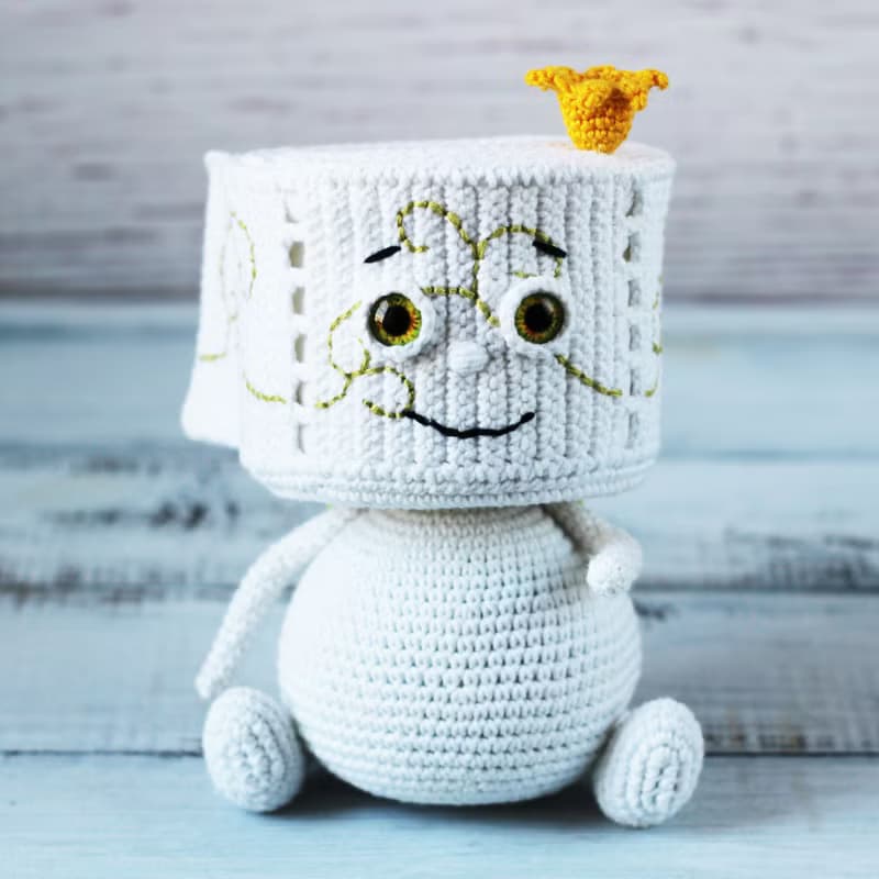 Toilet paper roll crochet toy, housewarming gift for bathroom decor, gag gift