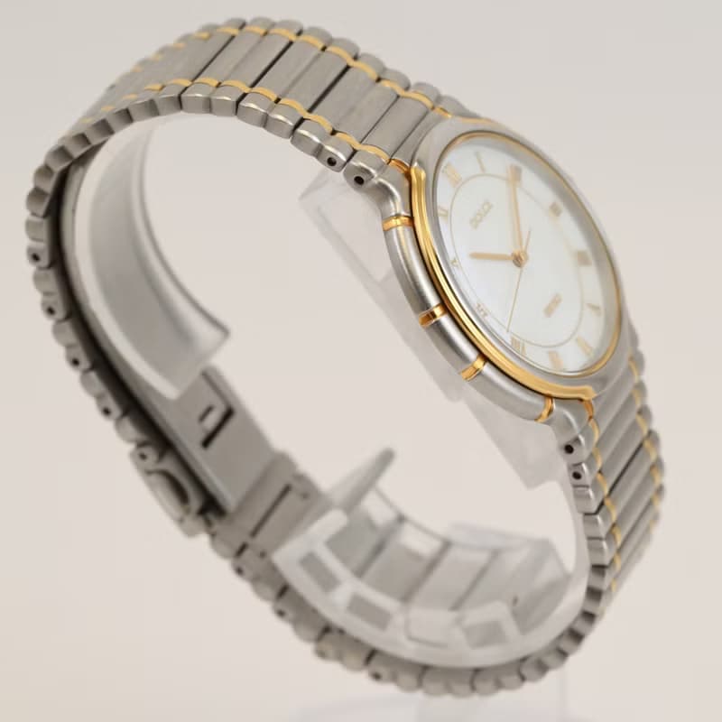 SEIKO DOLCE 男性用腕時計 QUARTZ シェルパール文字盤 ローマンインデックス ゴールド/シルバー Ref.5E31-6B20 手錶 古董錶