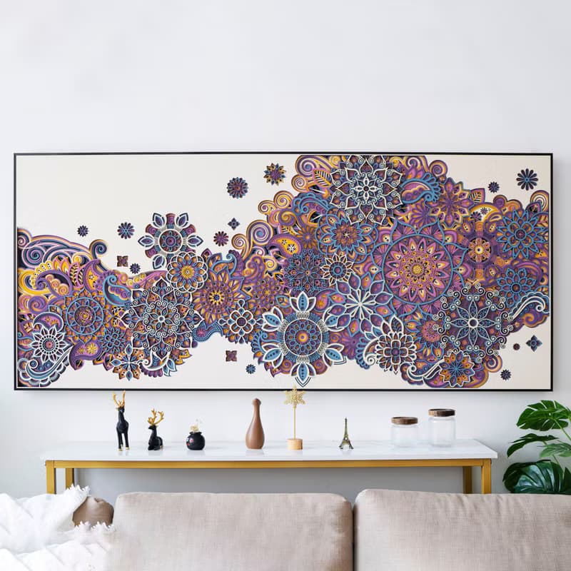 繁花似錦|現代輕奢客廳背景牆裝飾畫走廊玄關掛畫3d立體