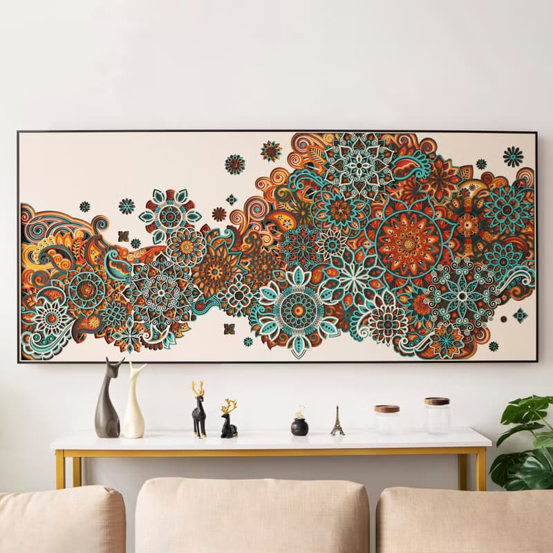 繁花似錦|現代輕奢客廳背景牆裝飾畫走廊玄關掛畫3d立體