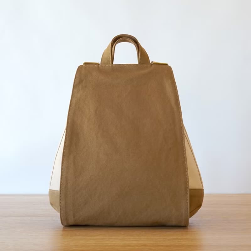 ワッフル / ブラウンベージュ × アイボリー 【受注制作】 Trocco 帆布バッグ