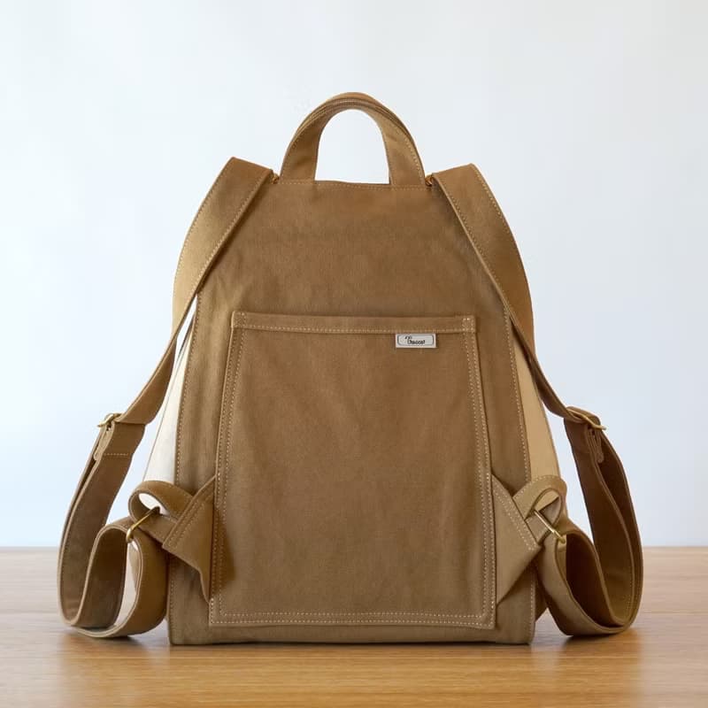 ワッフル / ブラウンベージュ × アイボリー 【受注制作】 Trocco 帆布バッグ