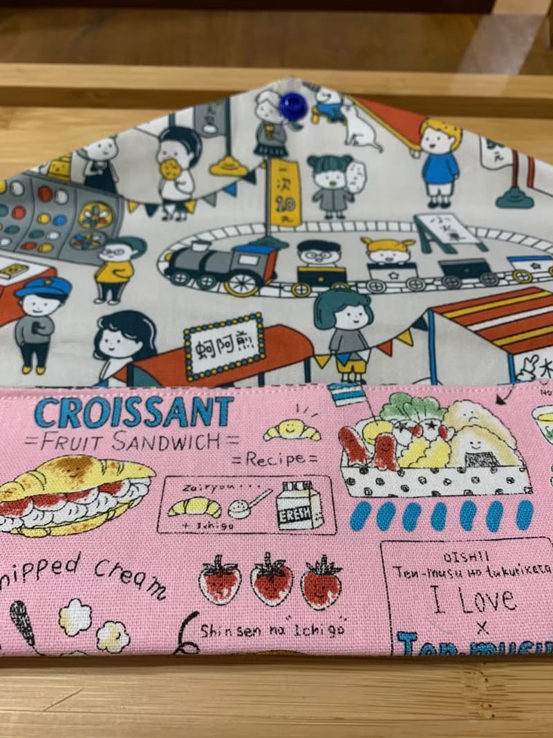 文青風環保筷袋  美食嚮宴 溫柔粉 手作餐具袋.交換禮物.