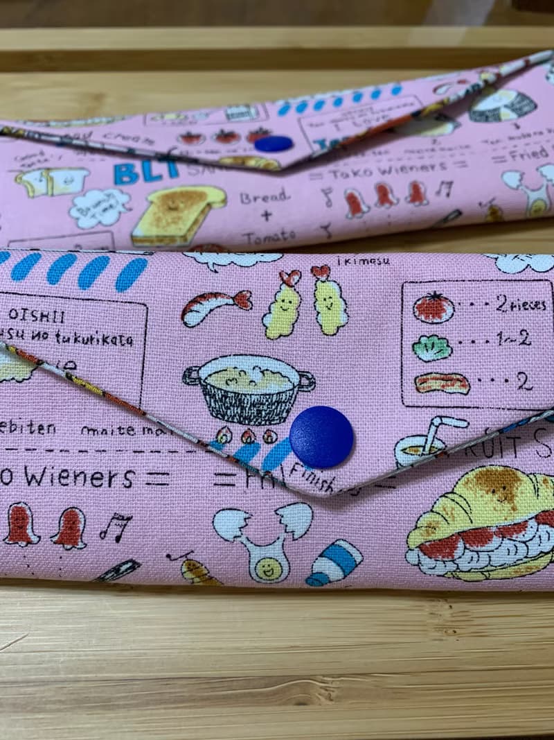 文青風環保筷袋  美食嚮宴 溫柔粉 手作餐具袋.交換禮物.