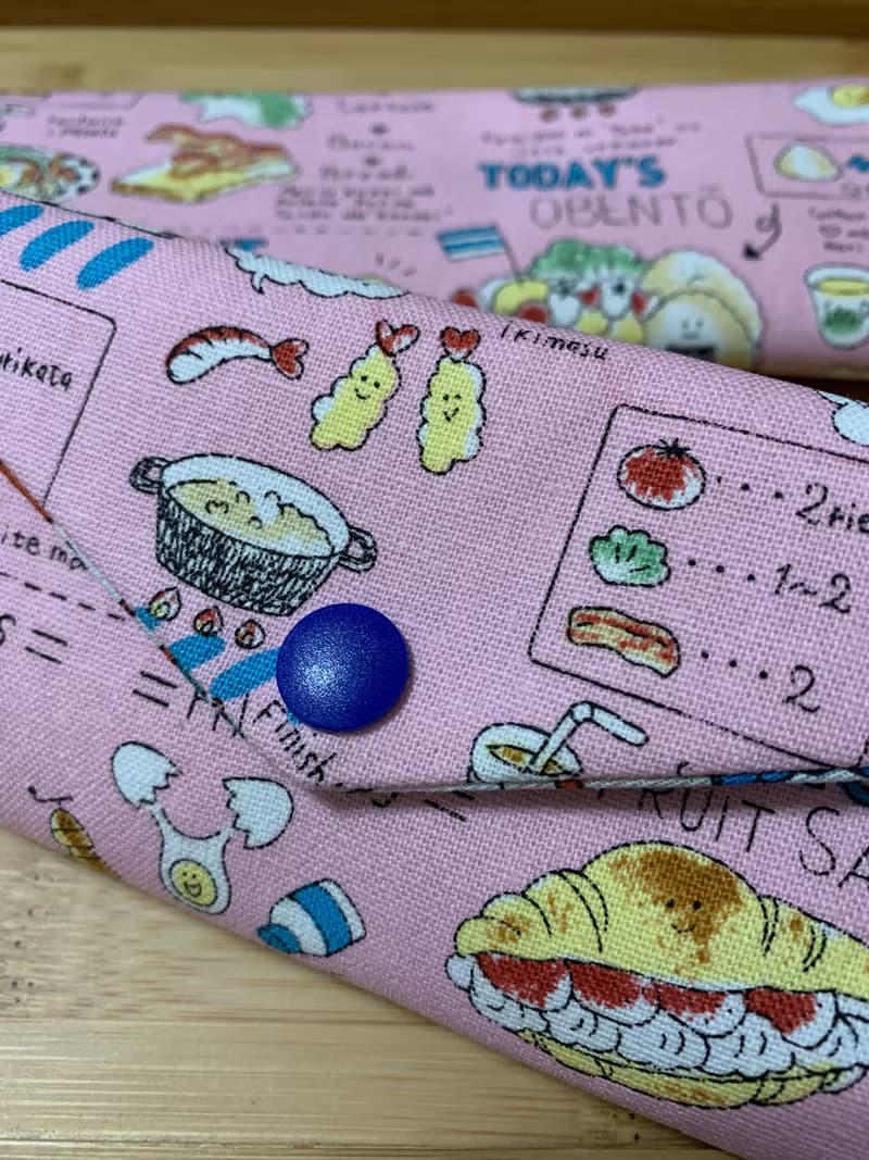 文青風環保筷袋  美食嚮宴 溫柔粉 手作餐具袋.交換禮物.