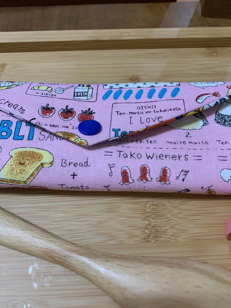 文青風環保筷袋  美食嚮宴 溫柔粉 手作餐具袋.交換禮物.