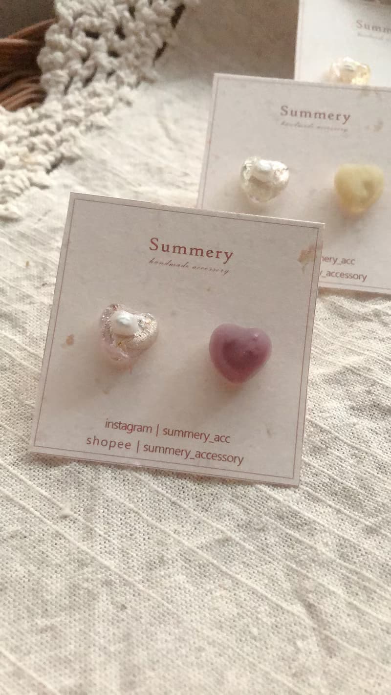 日常小貼耳 磨砂糖 心型耳飾