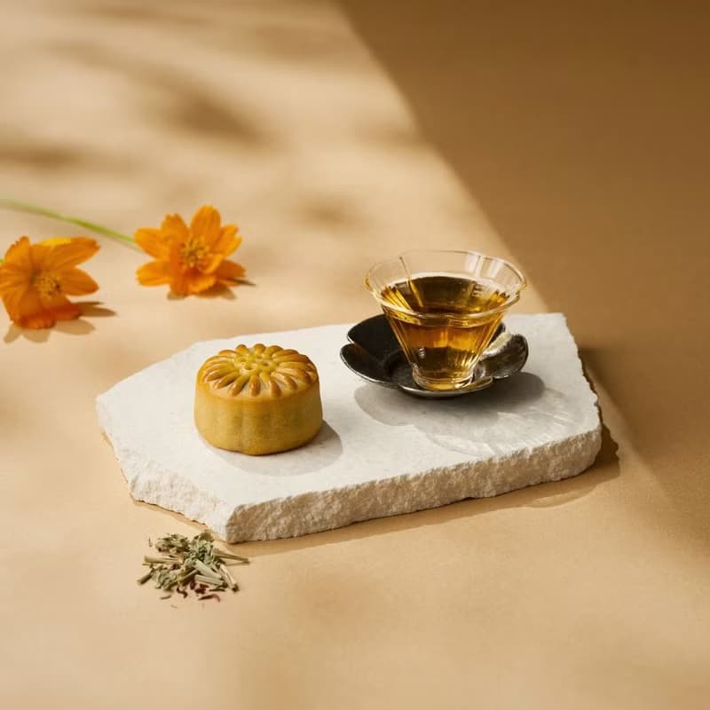 【中秋禮盒】秋日花境平裝禮盒 | 月餅4入+花草茶包2入 (附提袋)
