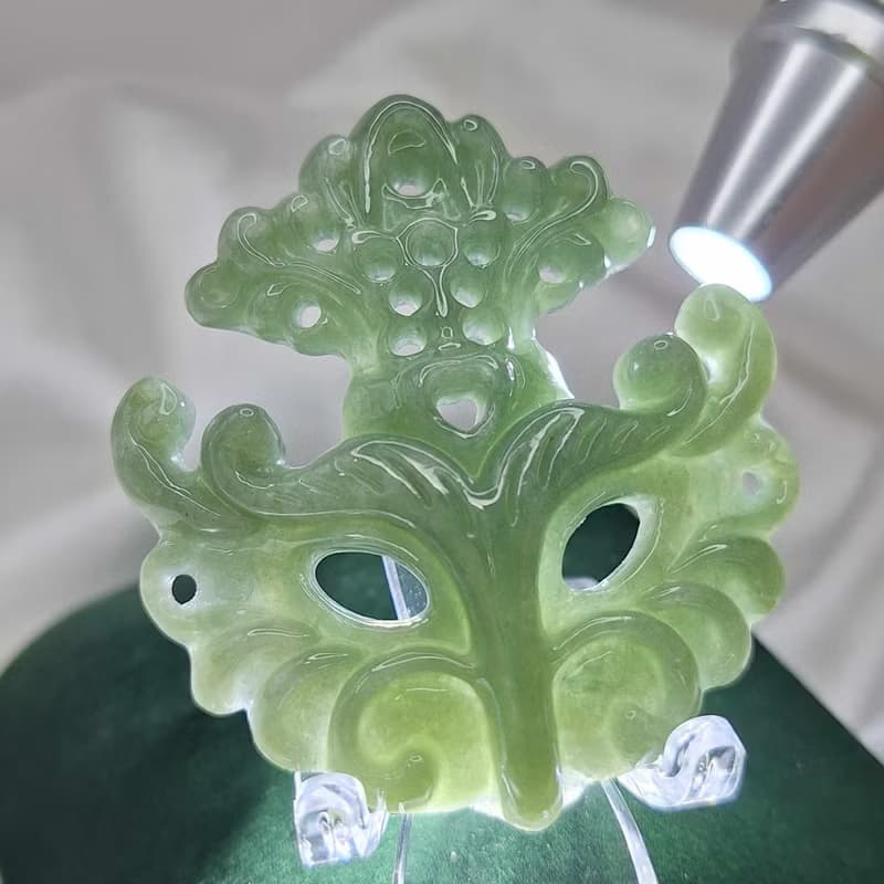 緬料 滿綠 油綠 鏤空面具 吊飾 吊墜 | 天然緬甸玉A貨翡翠