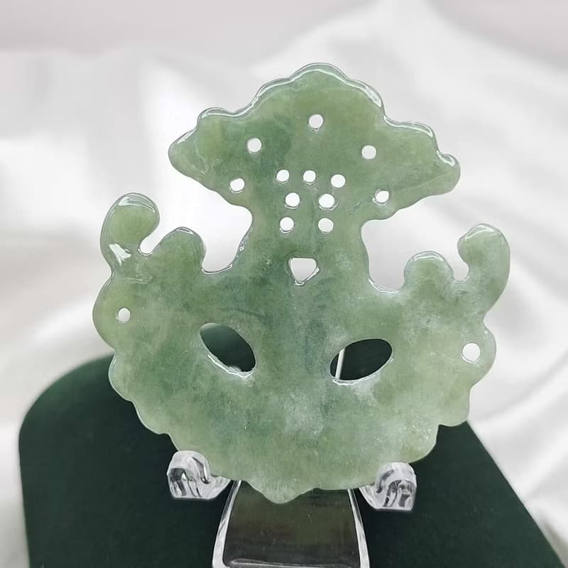 緬料 滿綠 油綠 鏤空面具 吊飾 吊墜 | 天然緬甸玉A貨翡翠