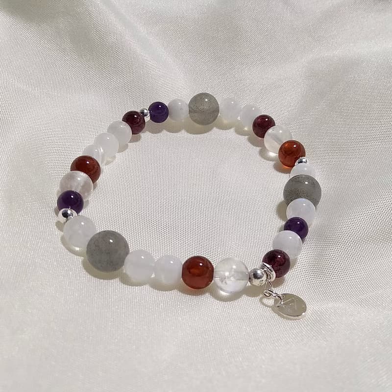 聖光寶盒 | 天然礦石水晶 月光石 紫水晶 石榴石 拉長石 手鍊