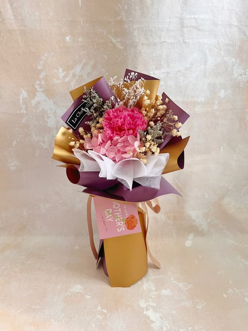 只限香港 母親節花束系列 高貴 桃紅色 康乃馨 永生花 保鮮花